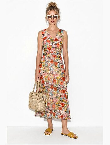 Vestido midi floral de línea a lucci