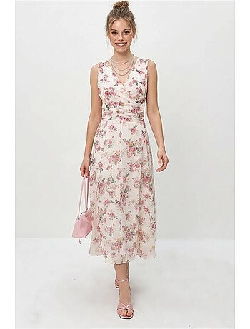 Vestido midi floral de línea a lucci
