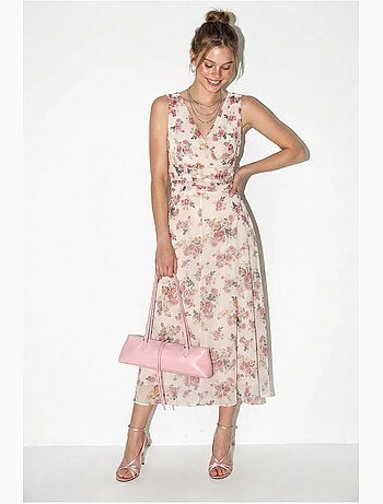 Vestido midi floral de línea a lucci