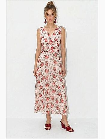 Vestido midi floral de línea a lucci