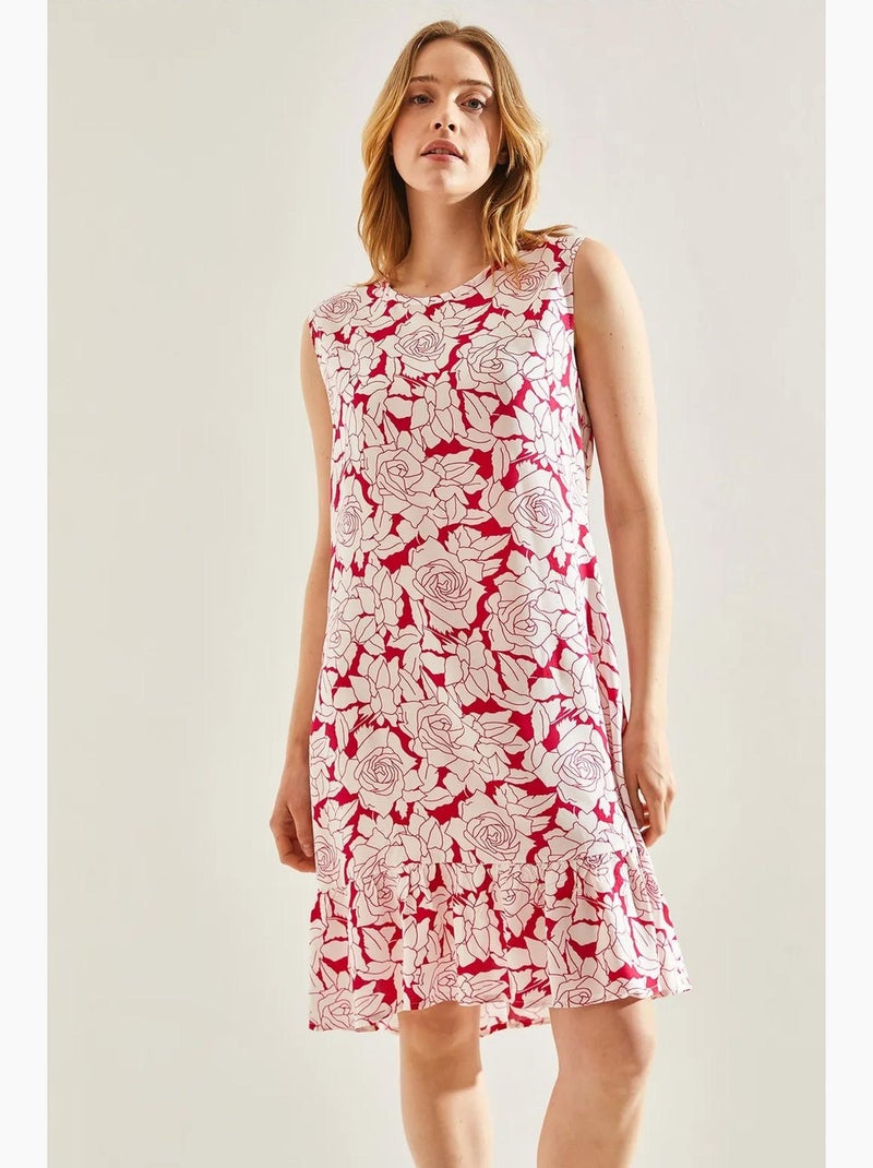Vestido midi floral en forma de a de lucci Magenta - Kiabi