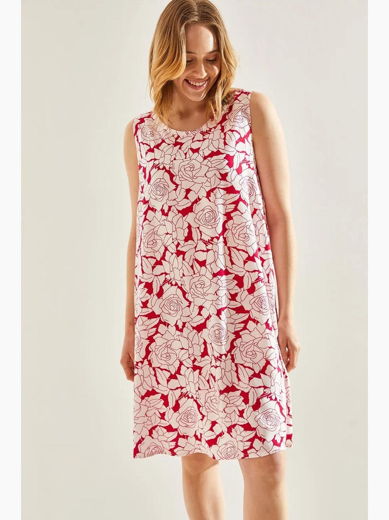 Vestido midi floral en forma de a de lucci Magenta - Kiabi