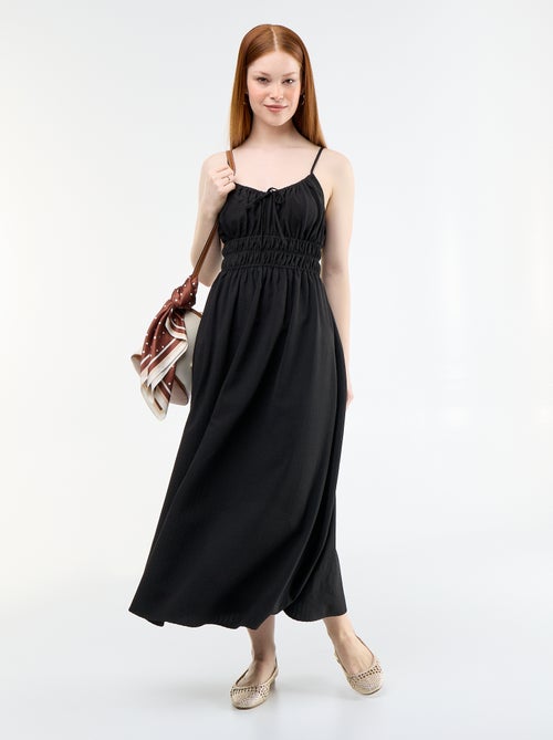 Vestido midi fruncido - Kiabi