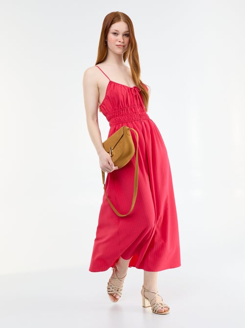 Vestido midi fruncido - Kiabi