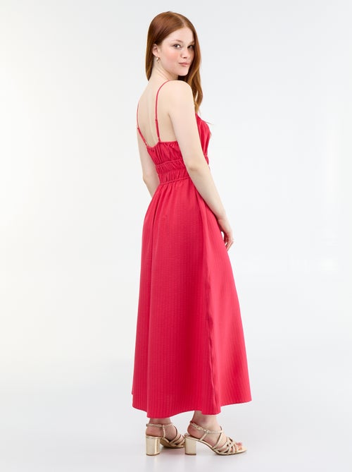 Vestido midi fruncido - Kiabi