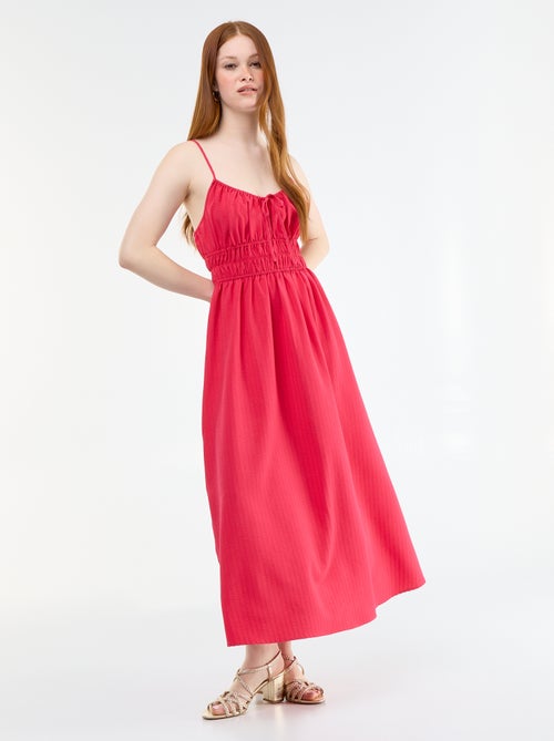 Vestido midi fruncido - Kiabi