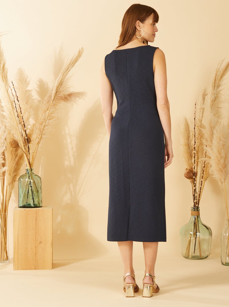Vestido midi fruncido sin mangas AZUL - Kiabi