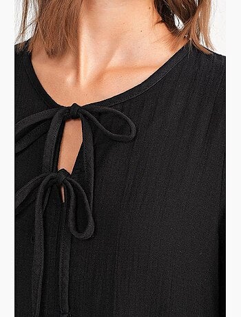 Vestido midi holgado con cuello en v y cierre de lazo mixray