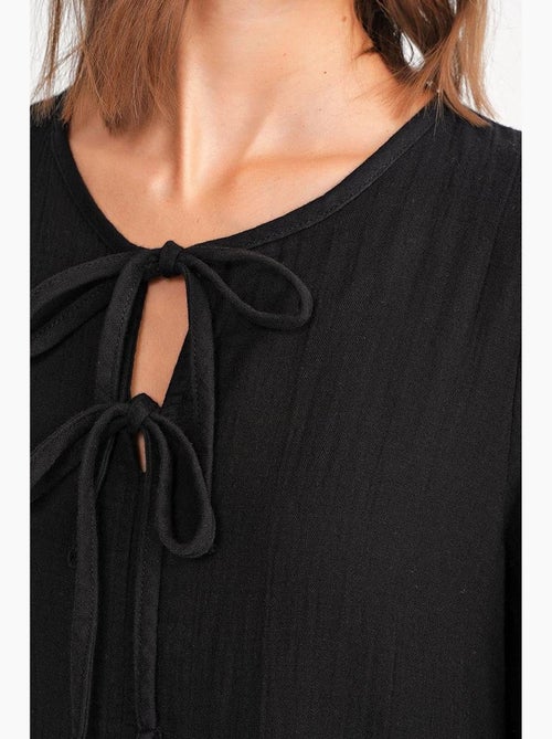 Vestido midi holgado con cuello en v y cierre de lazo mixray - Kiabi Vestido midi holgado con cuello en v y cierre de lazo mixray - Kiabi
