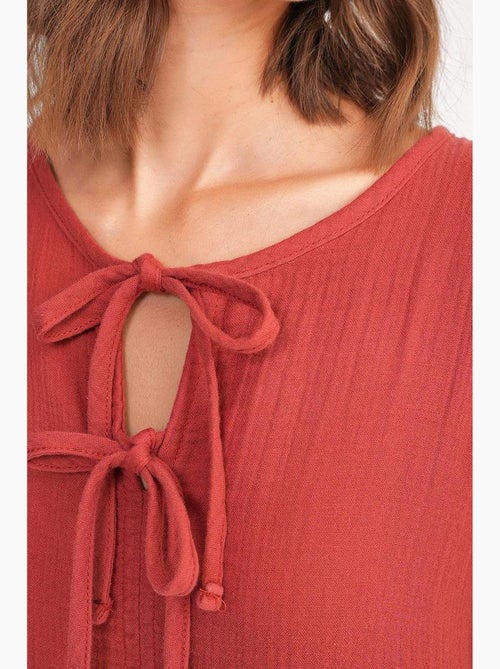 Vestido midi holgado con cuello en v y cierre de lazo mixray - Kiabi Vestido midi holgado con cuello en v y cierre de lazo mixray - Kiabi