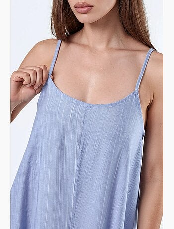 Vestido midi lencero con cuello en u y corte holgado busem