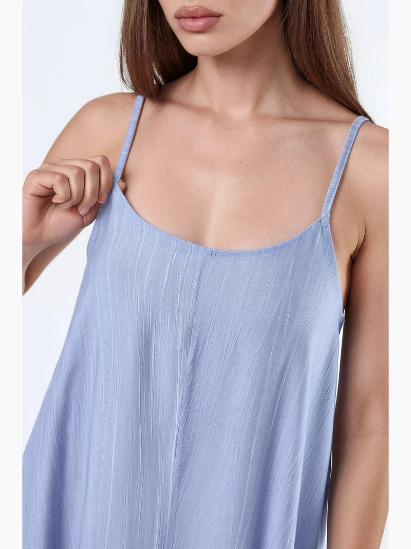 Vestido midi lencero con cuello en u y corte holgado busem Azul cielo - Kiabi