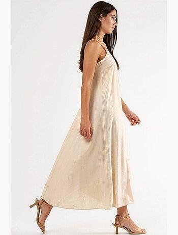 Vestido midi lencero con cuello en v busem