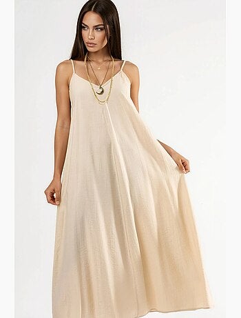 Vestido midi lencero con cuello en v busem