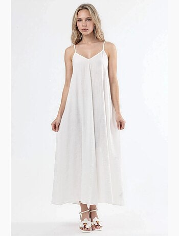 Vestido midi lencero con cuello en v busem