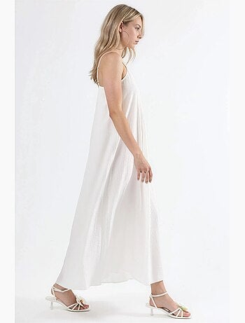 Vestido midi lencero con cuello en v busem