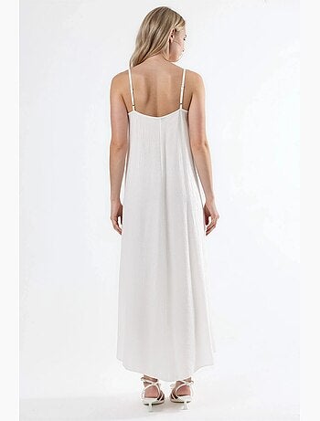 Vestido midi lencero con cuello en v busem
