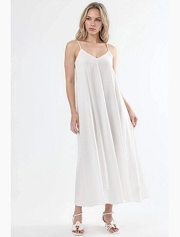 Vestido midi lencero con cuello en v busem