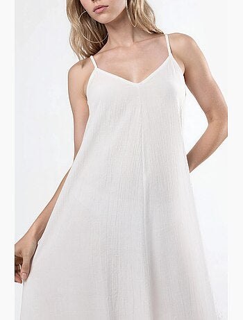 Vestido midi lencero con cuello en v busem