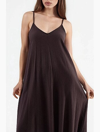 Vestido midi lencero con cuello en v busem