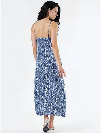 Vestido midi lencero floral con cuello de corazón busem