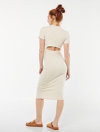 Vestido midi liso abierto en la parte trasera
