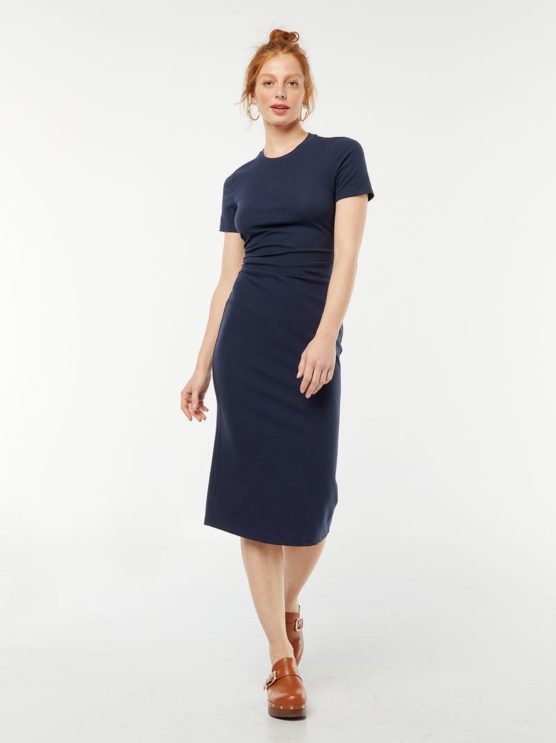 Vestido midi liso abierto en la parte trasera Negro - Kiabi