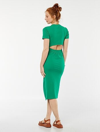 Vestido midi liso abierto en la parte trasera