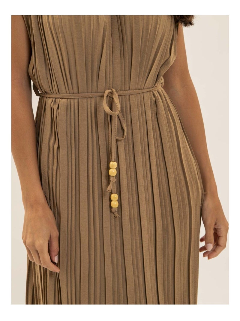 Vestido midi plisado IROVE Beige - Kiabi