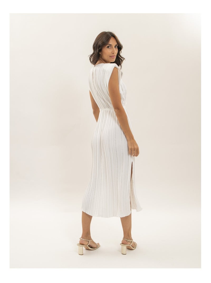 Vestido midi plisado IROVE Blanco - Kiabi
