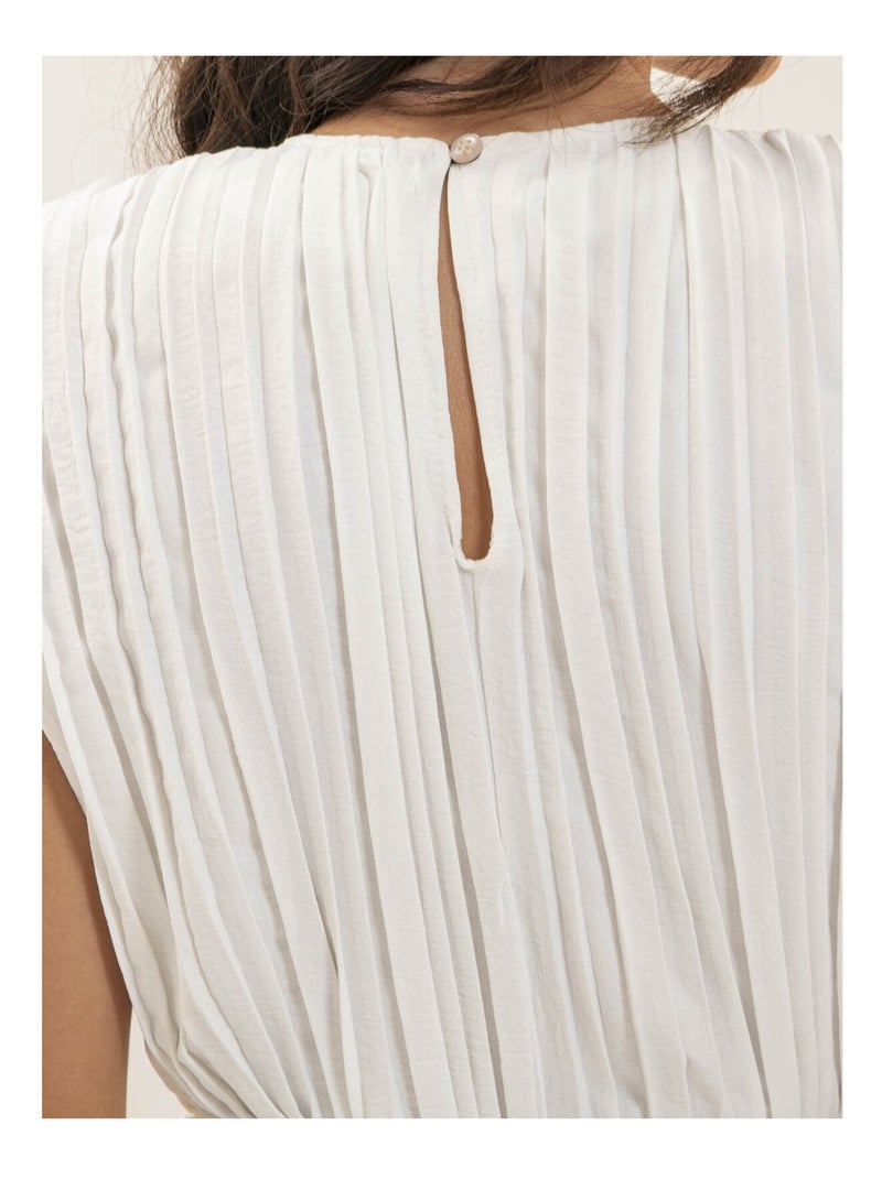 Vestido midi plisado IROVE Blanco - Kiabi