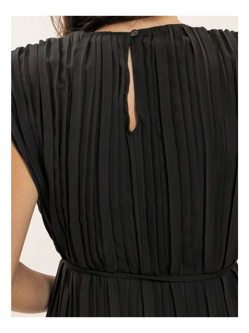 Vestido midi plisado IROVE Negro - Kiabi