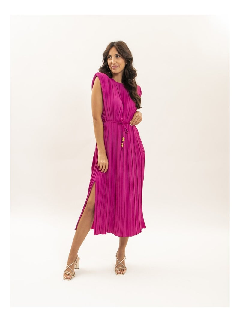 Vestido midi plisado IROVE Violeta - Kiabi