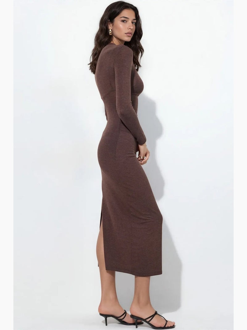 Vestido midi recto de jersey busem Marrón chocolate - Kiabi
