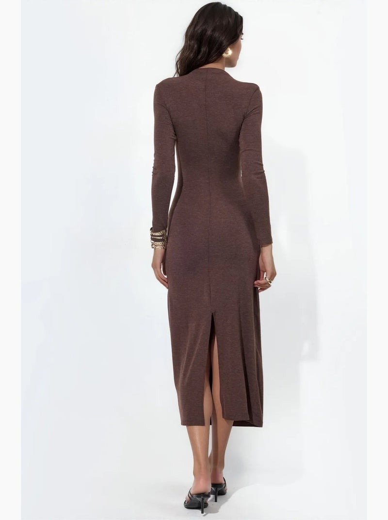 Vestido midi recto de jersey busem Marrón chocolate - Kiabi