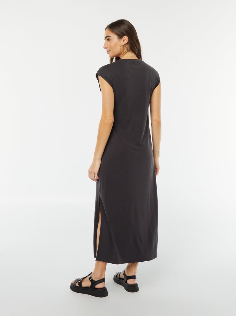 Vestido midi sin mangas anudado por delante Gris - Kiabi