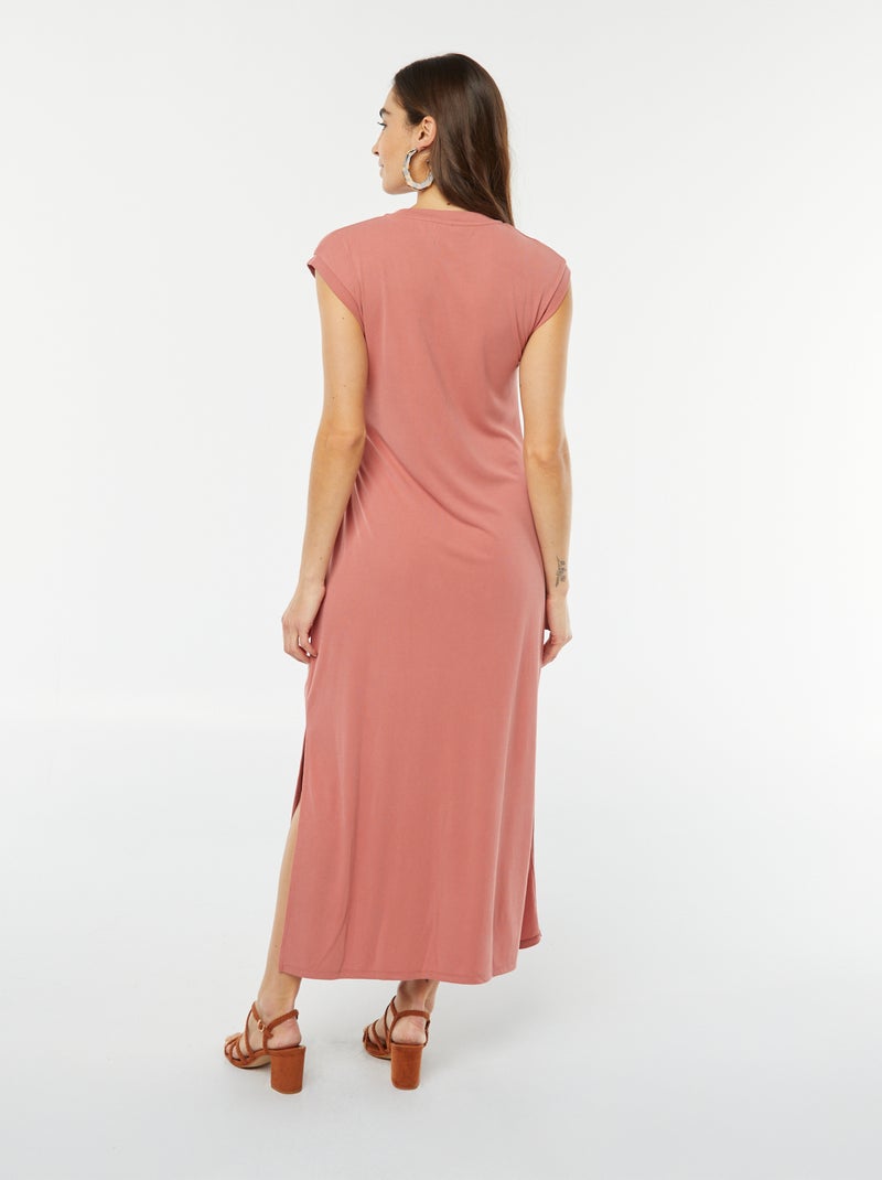 Vestido midi sin mangas anudado por delante Rosa - Kiabi