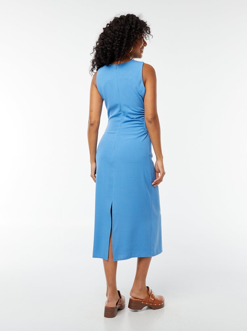Vestido midi sin mangas calado en el lateral Azul - Kiabi