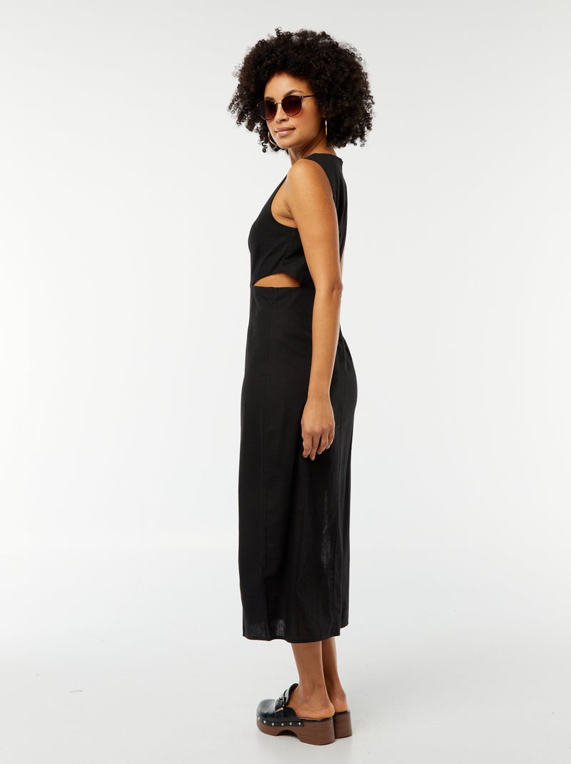 Vestido midi sin mangas con abertura lateral negro - Kiabi
