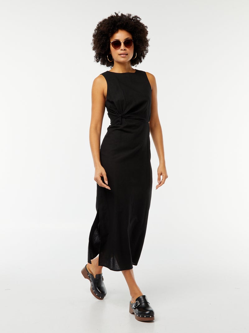 Vestido midi sin mangas con abertura lateral negro - Kiabi