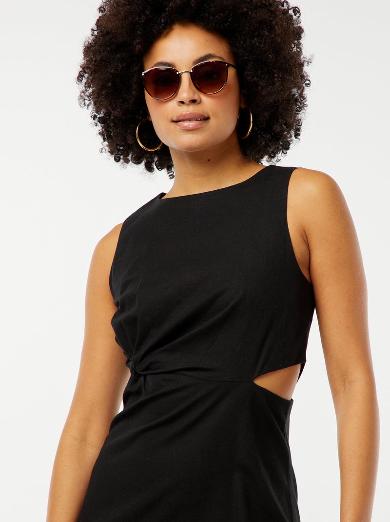 Vestido midi sin mangas con abertura lateral negro - Kiabi