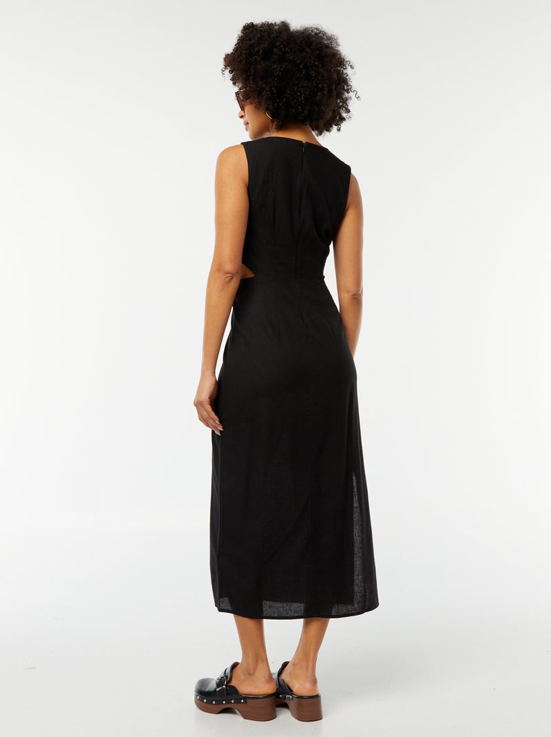 Vestido midi sin mangas con abertura lateral negro - Kiabi