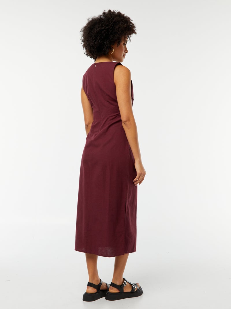 Vestido midi sin mangas con abertura lateral Rojo - Kiabi