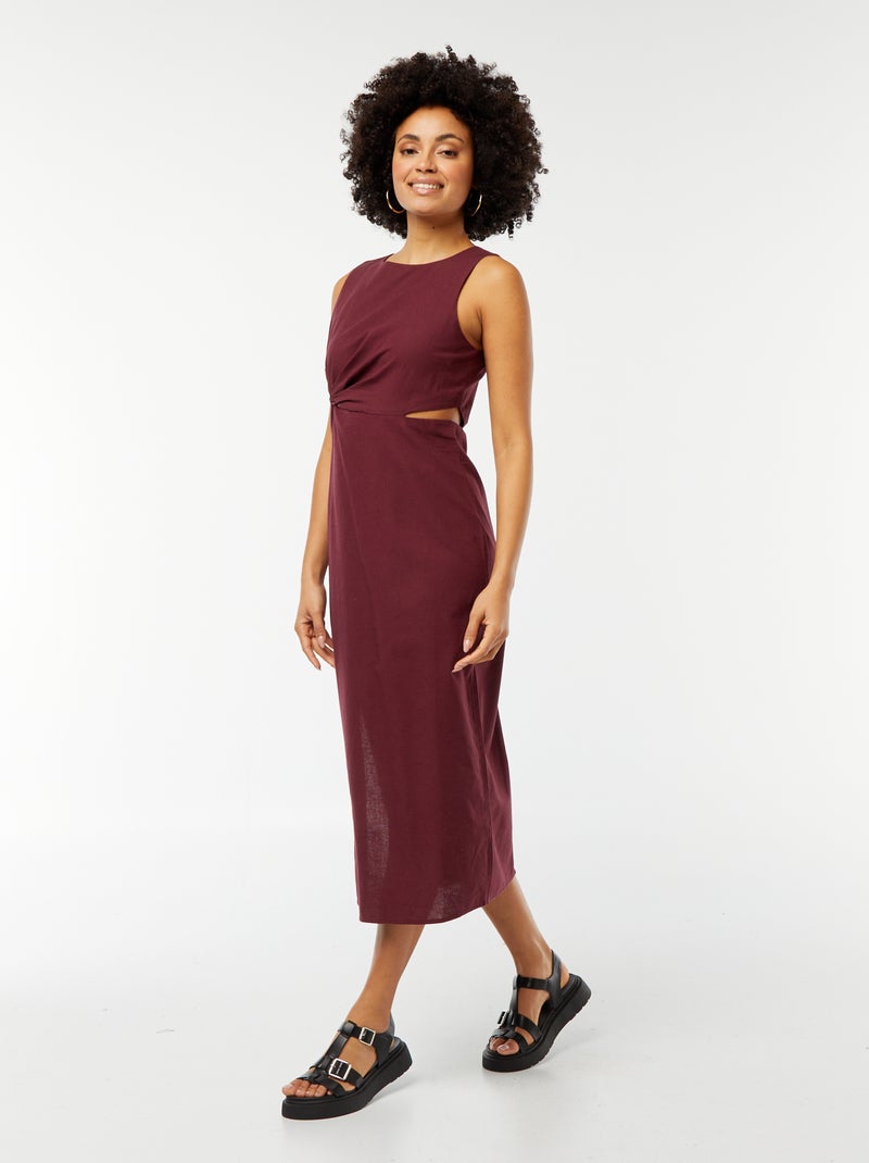 Vestido midi sin mangas con abertura lateral Rojo - Kiabi