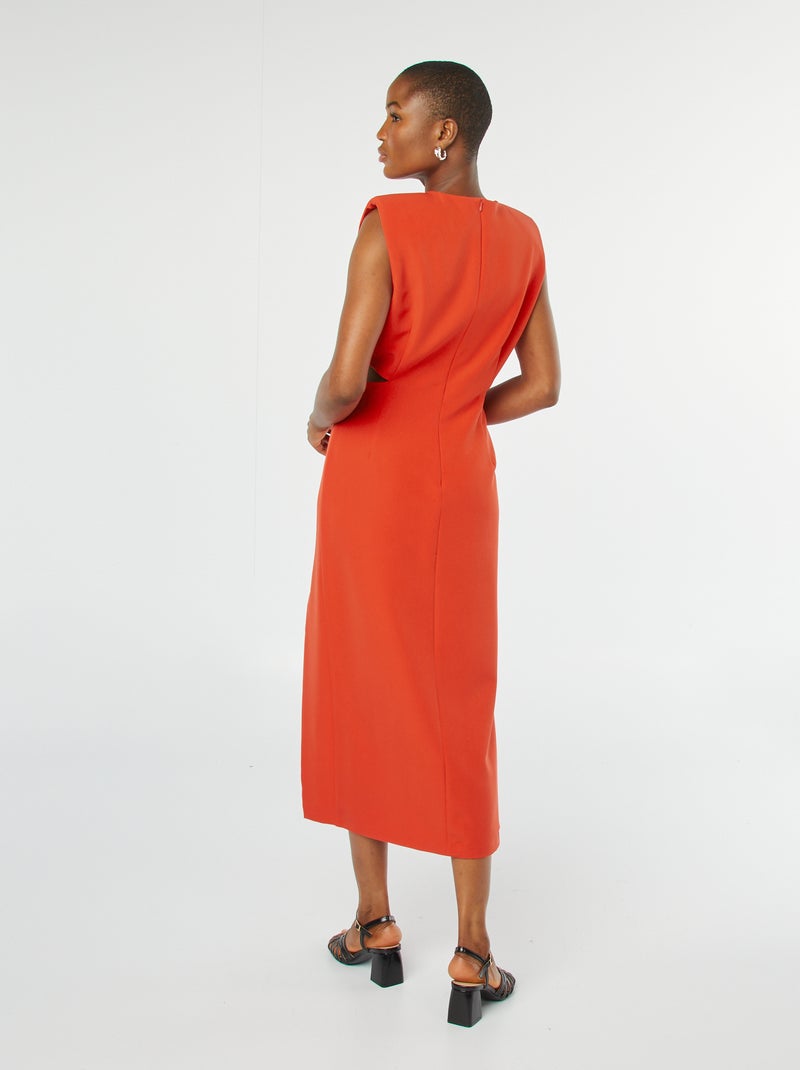 Vestido midi sin mangas con aberturas en la cintura rojo - Kiabi