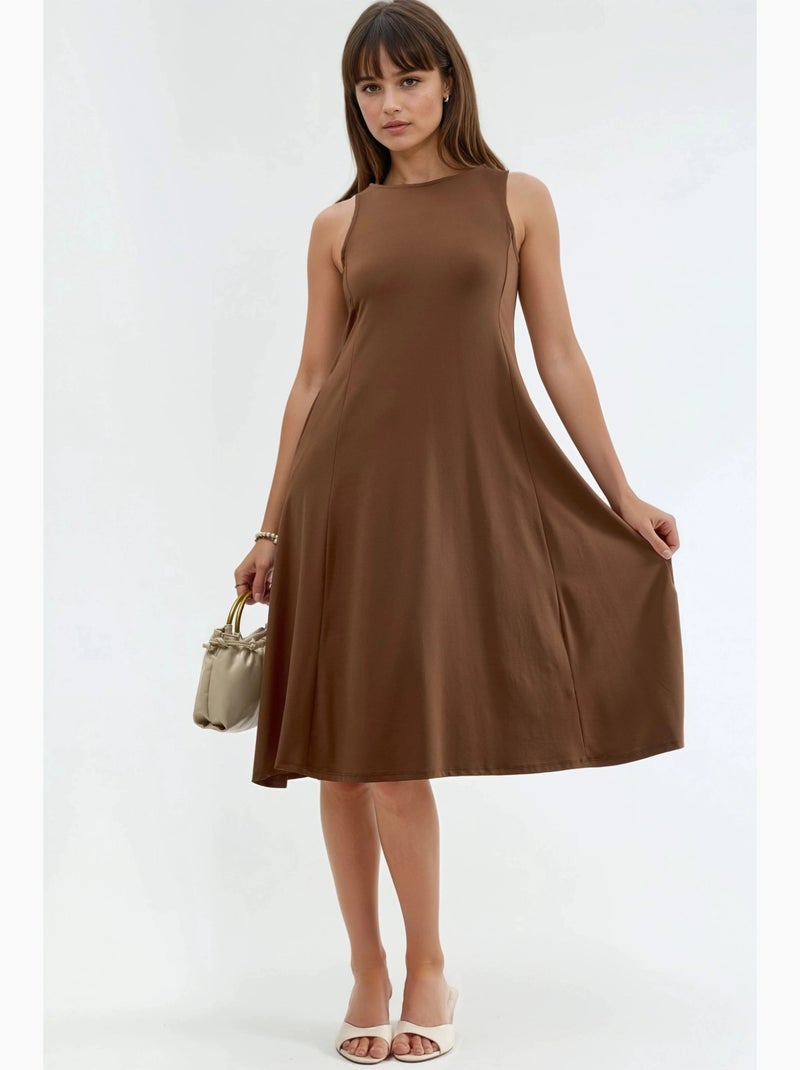 Vestido midi sin mangas con bolsillos busem Marrón claro - Kiabi