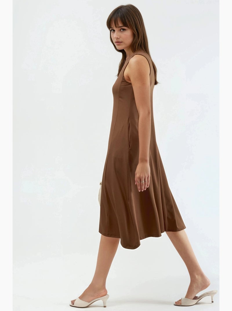 Vestido midi sin mangas con bolsillos busem Marrón claro - Kiabi