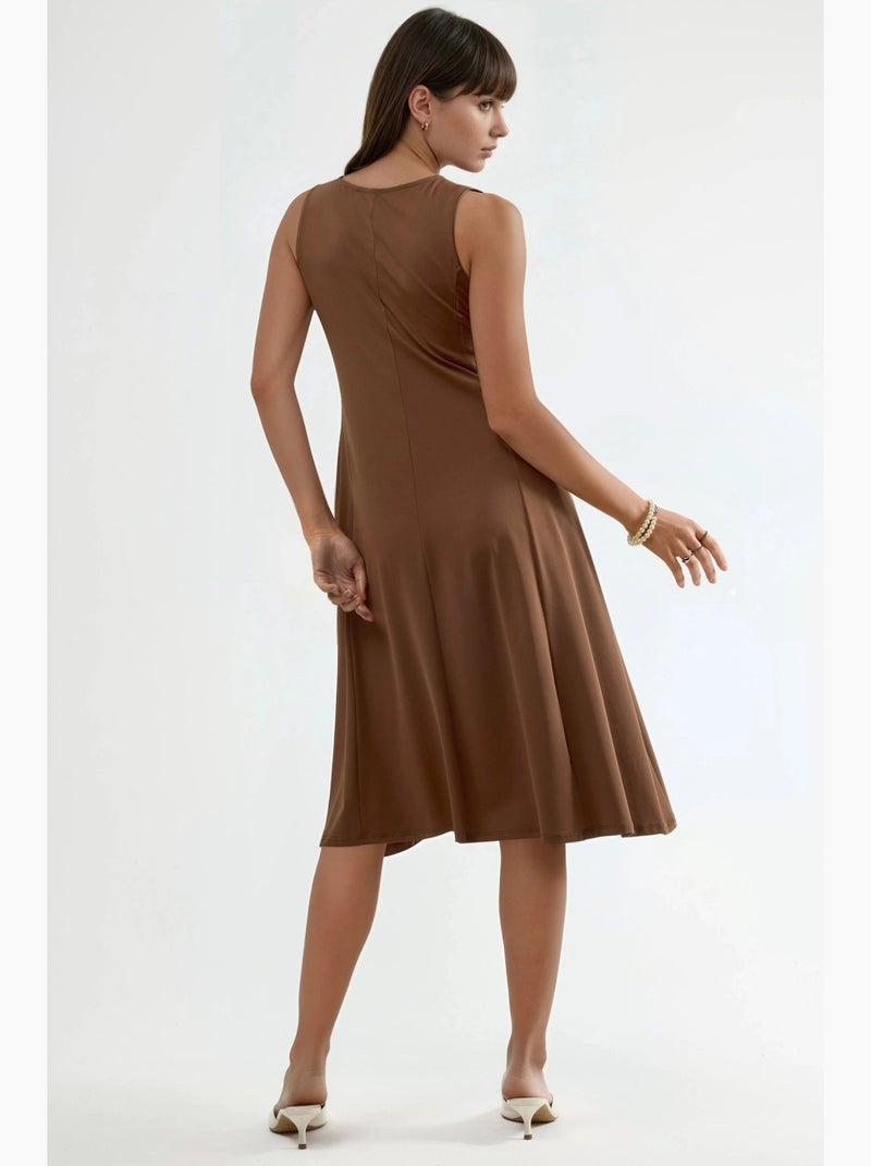 Vestido midi sin mangas con bolsillos busem Marrón claro - Kiabi