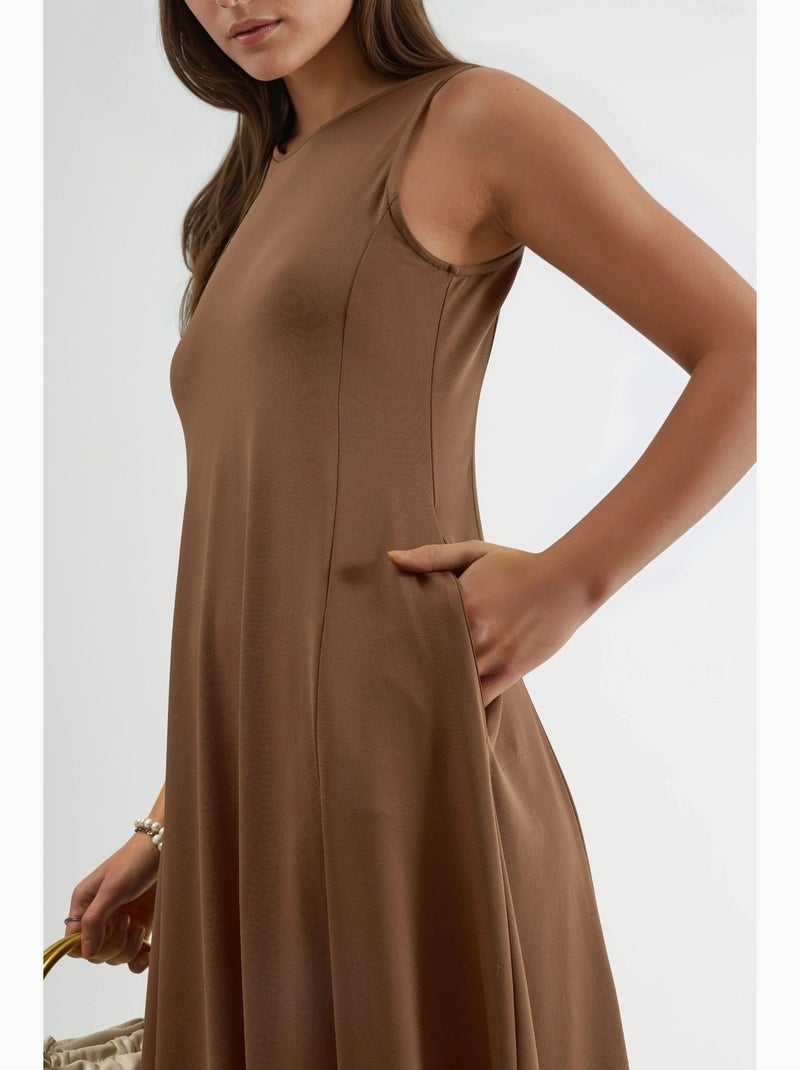 Vestido midi sin mangas con bolsillos busem Marrón claro - Kiabi