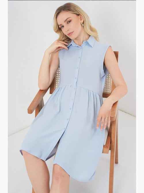Vestido midi sin mangas con botones y cuello camisero de bdart - Kiabi